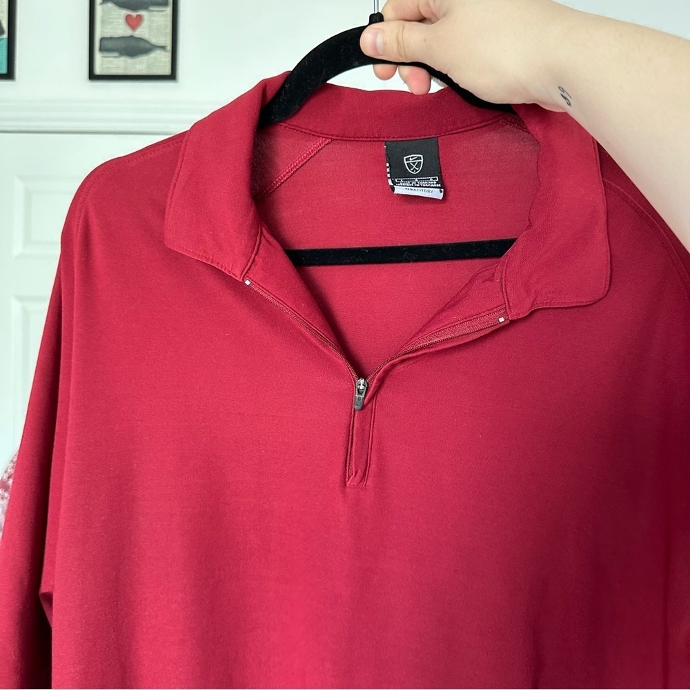 Nike Fit Dry Red Quarter Zip Short Sleeve Shirt Size Large - Picture 9 of 9